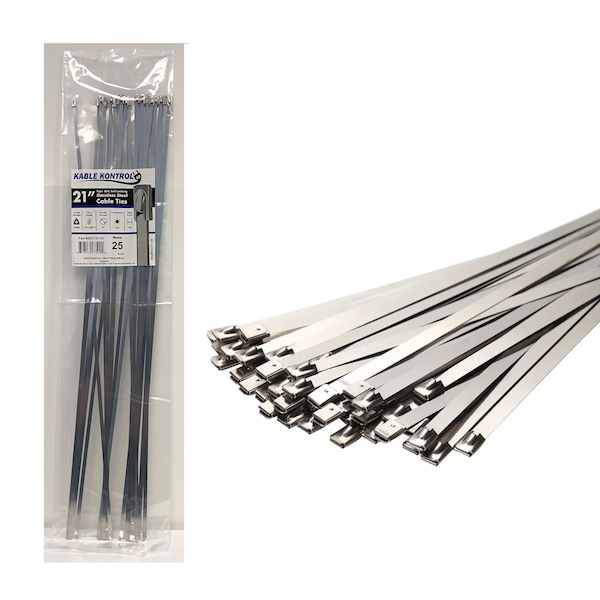 Kable Kontrol Cable Tie, Silver, Stainless Steel Type 304, 200 lbs Strength, 25 PK SSCT21 - main